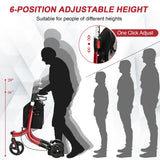 3-Wheel Rolling Walker Folding Rollator Walker with 8 Inch Wheels Red