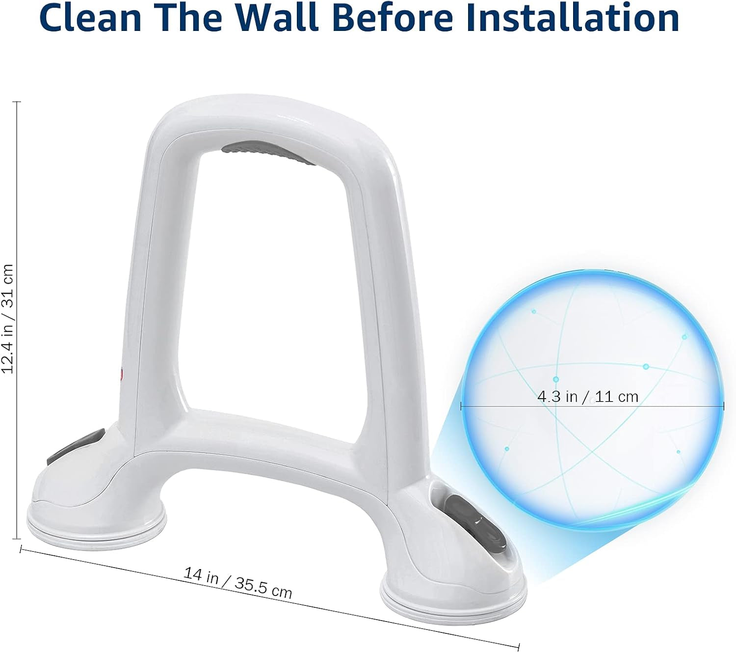 Suction Shower Safety Grab Bar Bathroom Balance Handle Strong Hold for Handicap