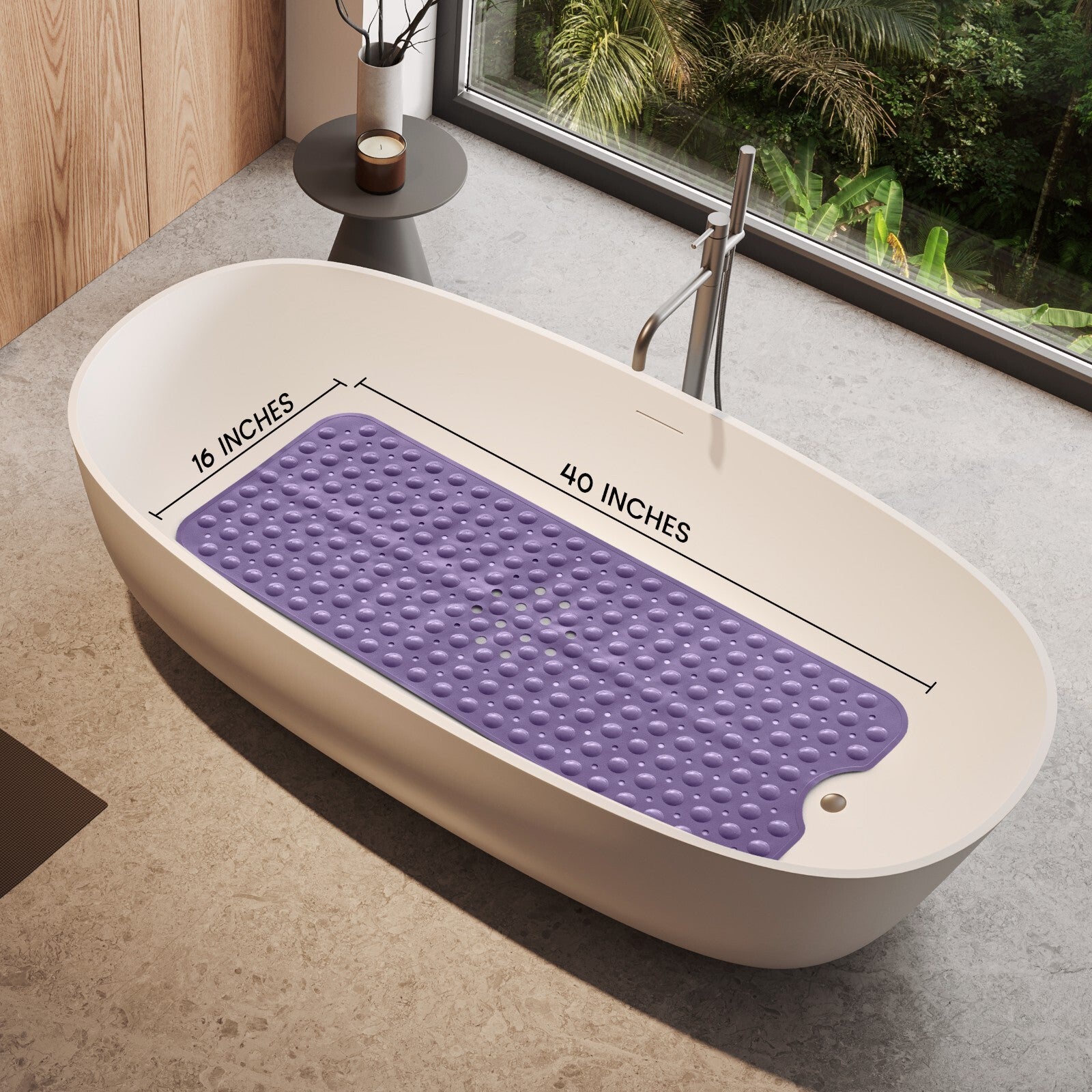 Non-Slip Bath Tub Mat (40 X 16)Inch Extra Long Antibacterial Bathroom Shower Mat