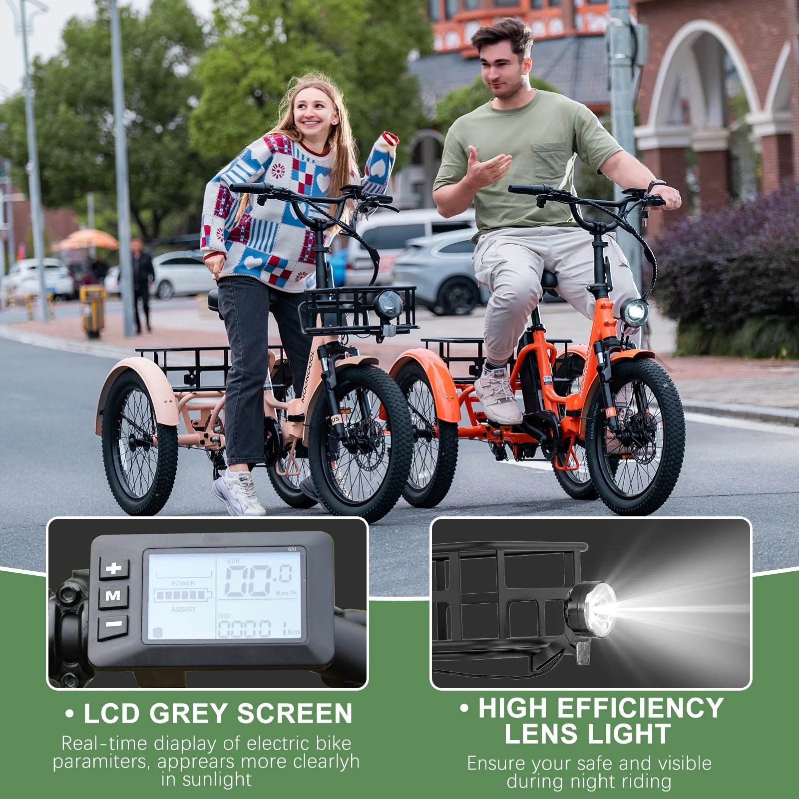 ABORON 3.0 Fat Tire Electric Trike for Senior Foldable E-Bike, 500W Motorized Tricycle Adult 20" Folding 3 Wheel Electric Commute Bike Trike W/48V Battery and Storage Baskets, UL2849