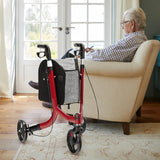 3-Wheel Rolling Walker Folding Rollator Walker with 8 Inch Wheels Red