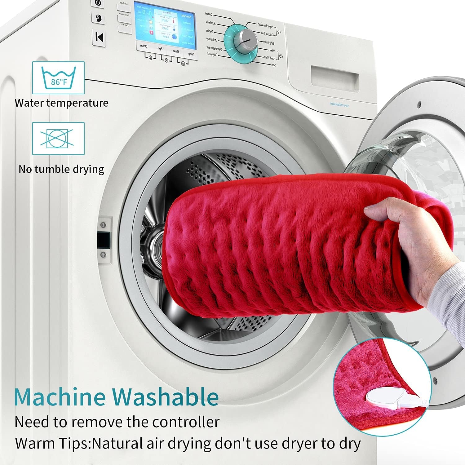 Heating Pad for Back Pain Relief and Cramp,Extra Large[12"X24"] Dry and Moist Therapy Fast Heating, Machine-Washable, Ultra-Soft Microplush, Auto Shut-Off, Heat Pad for Neck and Shoulders-Red