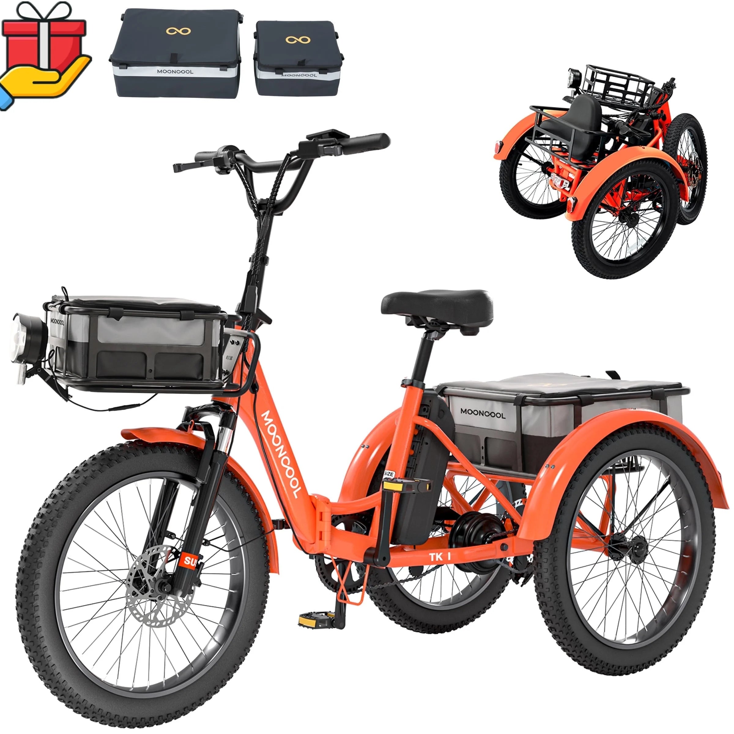 ABORON 3.0 Fat Tire Electric Trike for Senior Foldable E-Bike, 500W Motorized Tricycle Adult 20" Folding 3 Wheel Electric Commute Bike Trike W/48V Battery and Storage Baskets, UL2849