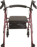 Aluminum Rollator, 6" Wheels, Black, 300 Lb Weight Capacity