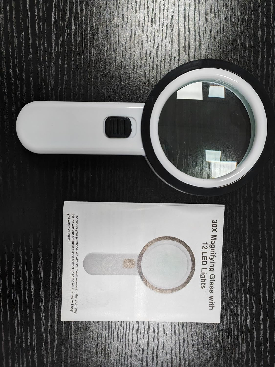 Magnifying Glass with 12 LED Lights, 30X Double Glass Lens Handheld Illuminated