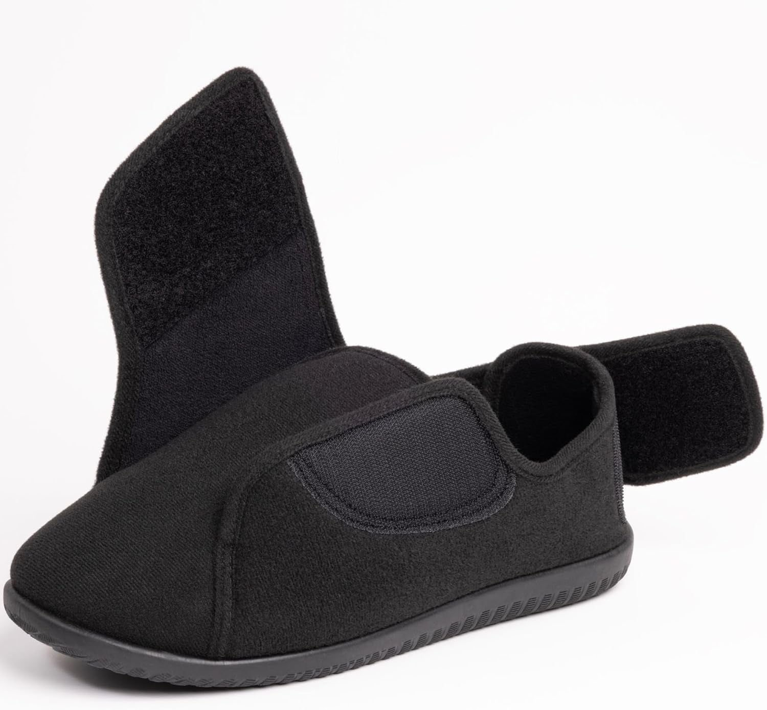 Men'S Memory Foam Diabetic Slippers with Adjustable Closure, Extra Wide Comfy Warm Plush Fleece Arthritis Edema Swollen Diabetic House Shoes Machine Washable with anti Slip Sole