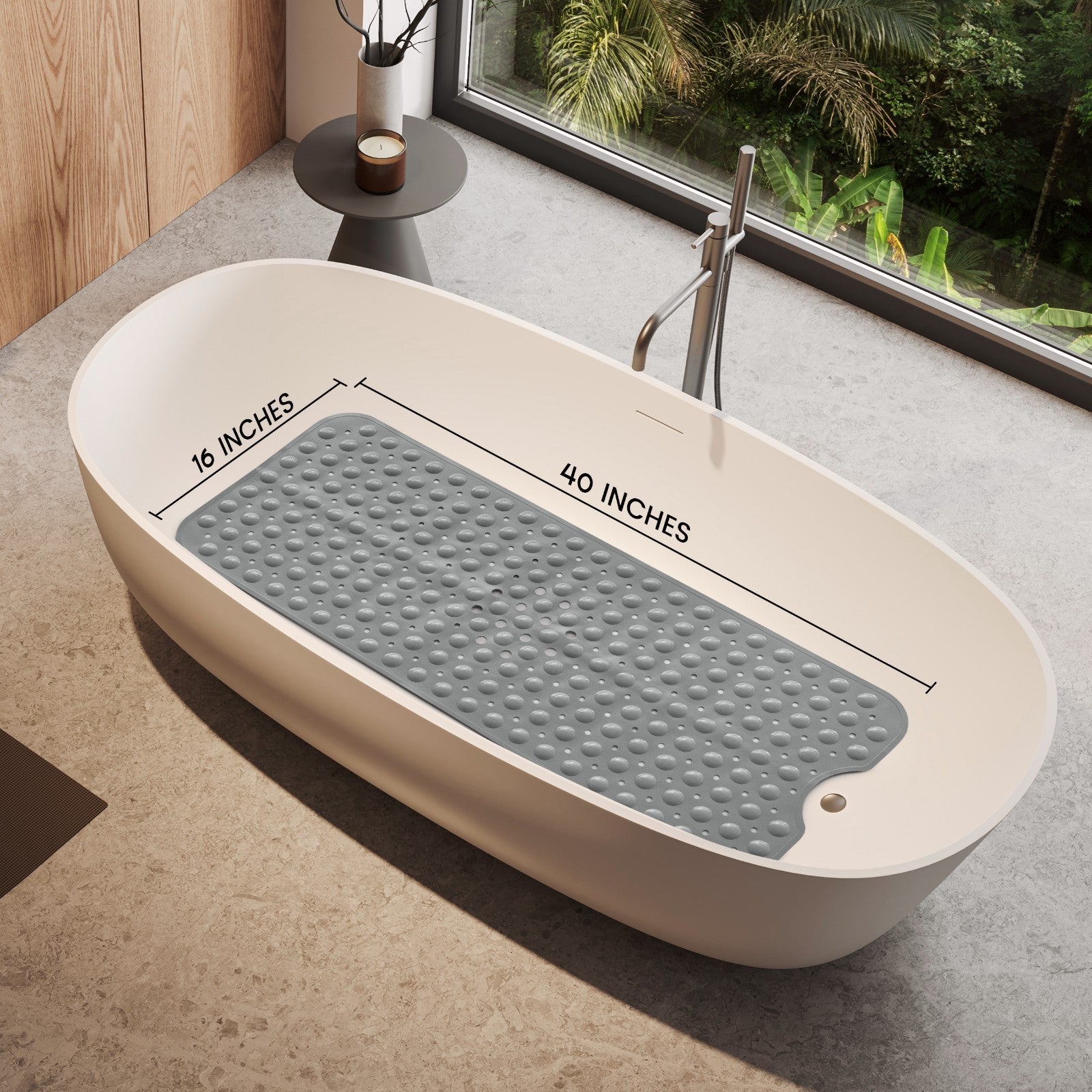 Non-Slip Bath Tub Mat (40 X 16)Inch Extra Long Antibacterial Bathroom Shower Mat