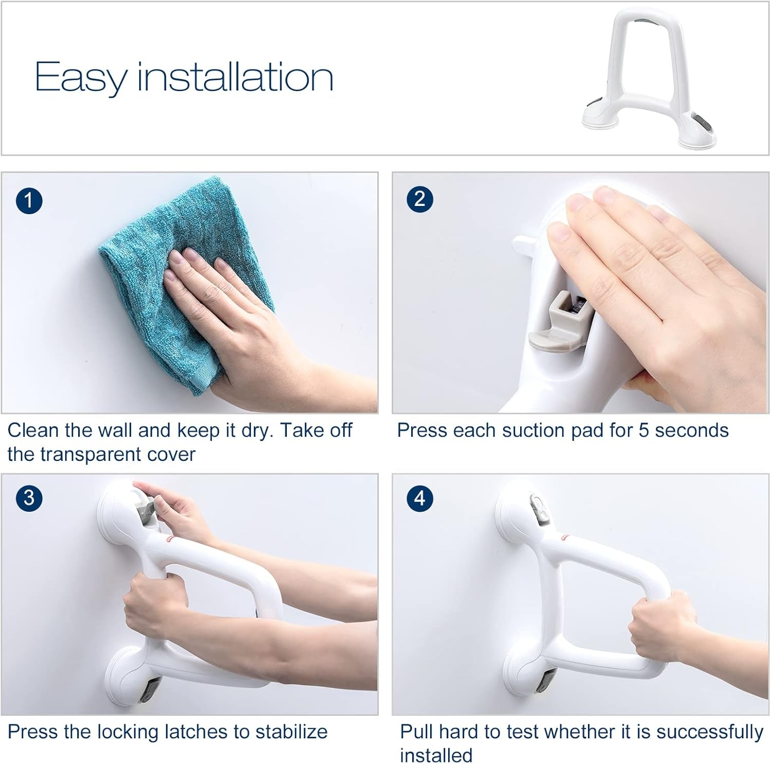 Suction Shower Safety Grab Bar Bathroom Balance Handle Strong Hold for Handicap
