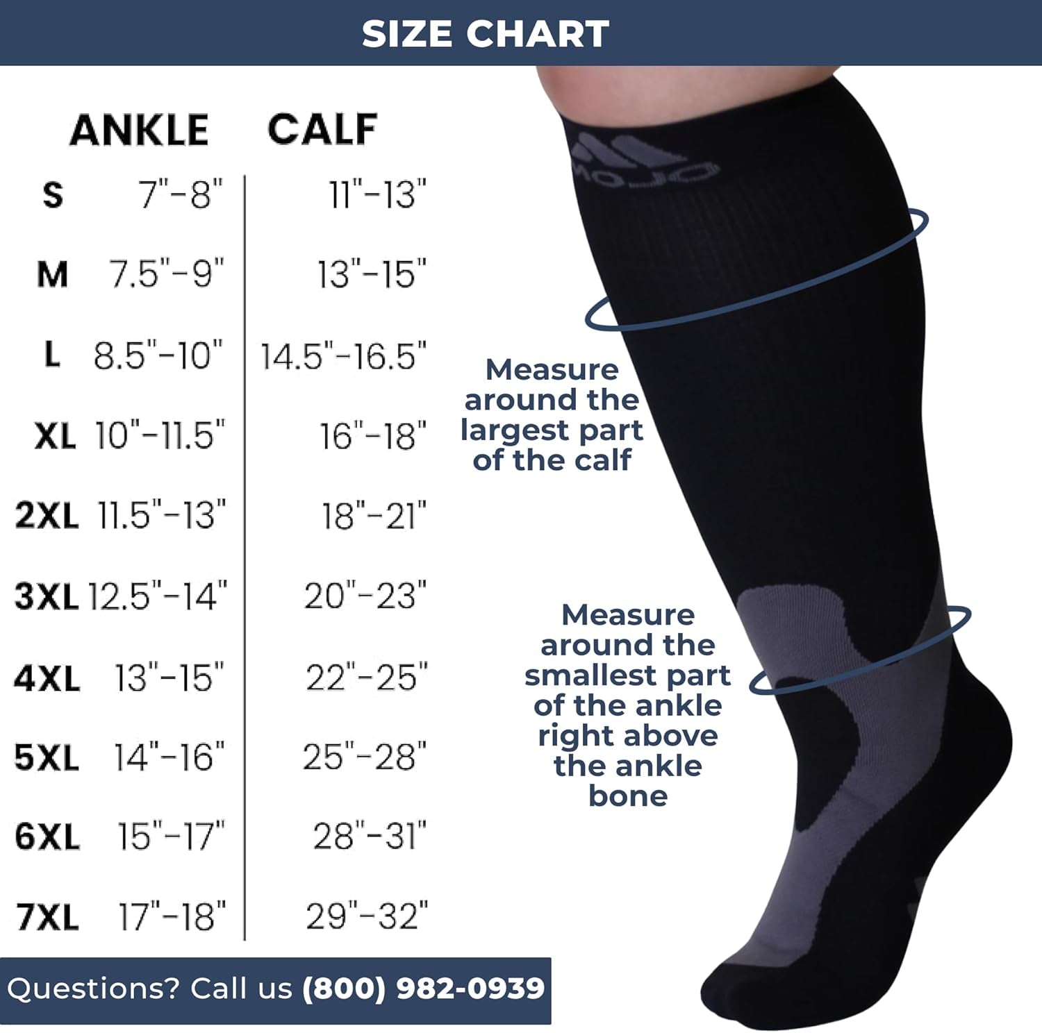 Mojo Medical Compression Socks for Women and Men 20-30Mmhg, Knee High for Pain & Veins Circulation, A601R