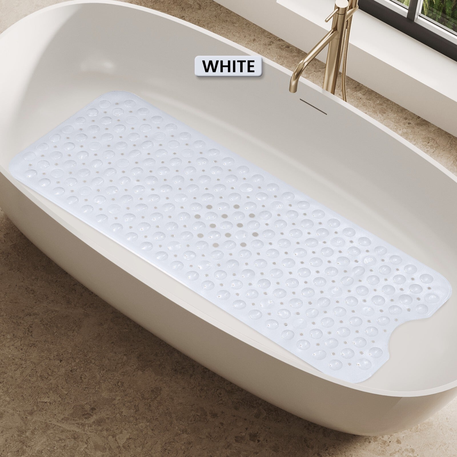 Non-Slip Bath Tub Mat (40 X 16)Inch Extra Long Antibacterial Bathroom Shower Mat