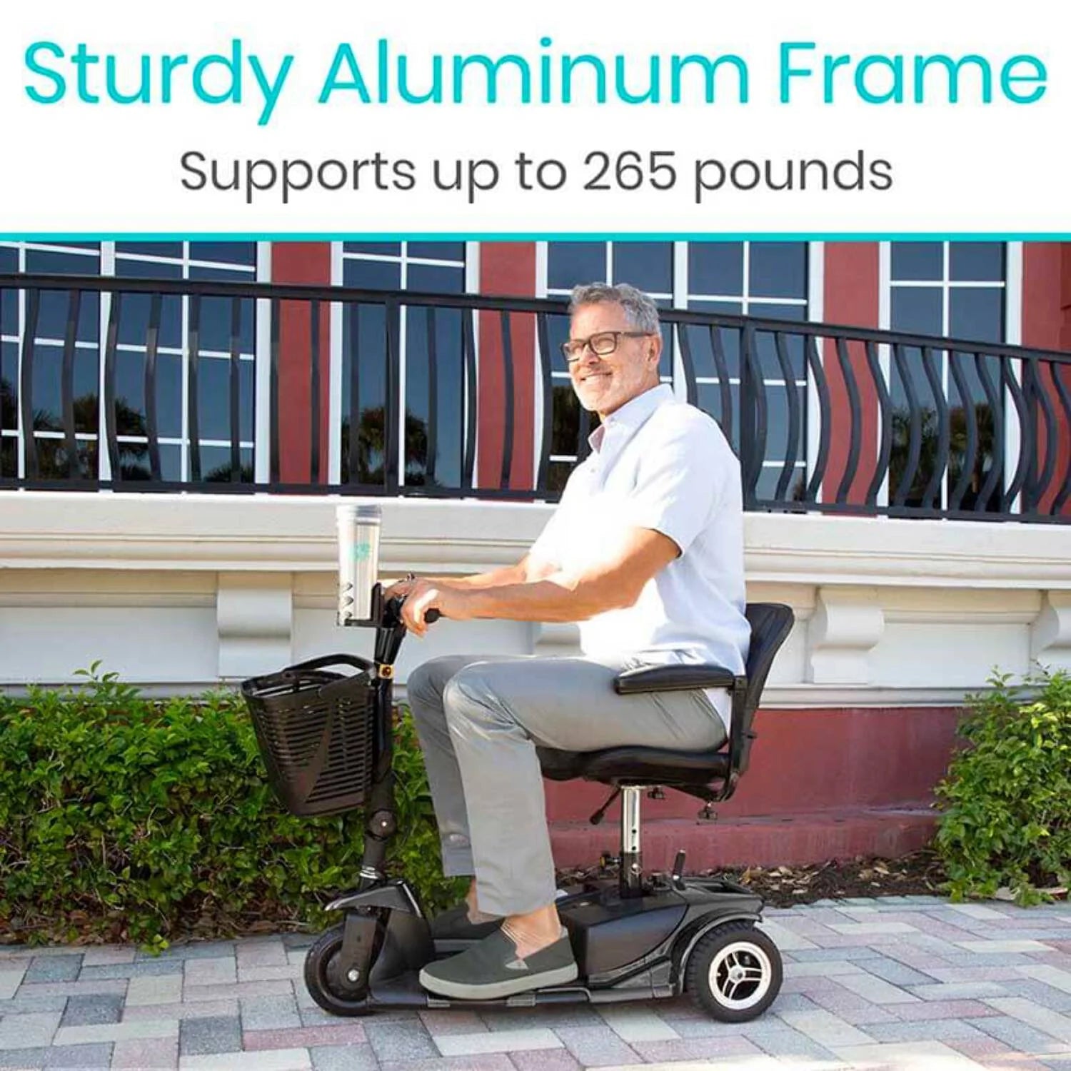 Vive 3-Wheel Mobility Scooter, Electric Powered Wheelchair for Travel - Electrical Medical Cart, Red
