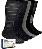 Light Compression Socks for Men - 6 Pairs | 8-15 Mmhg Graduated Compression Socks for Men 9-12 | Support Socks
