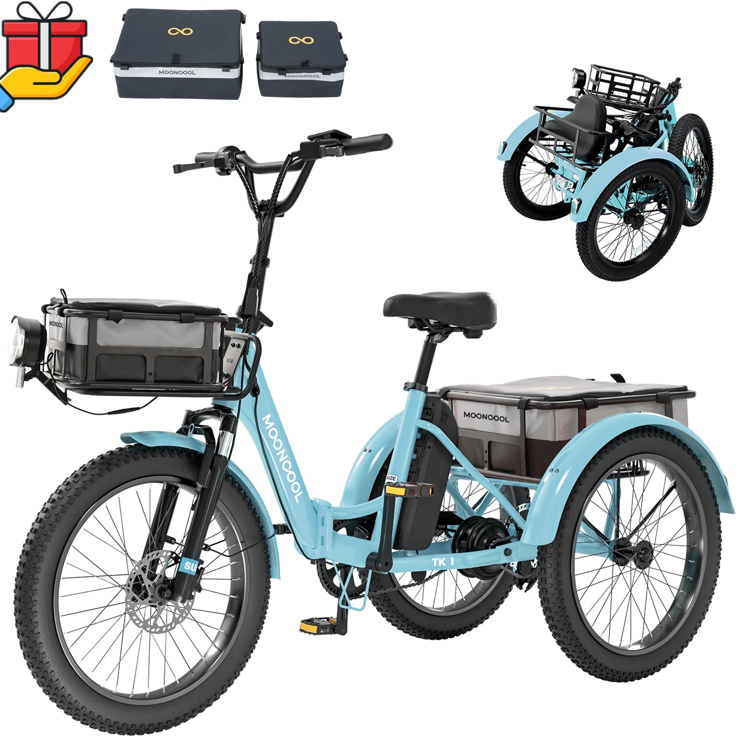 ABORON 3.0 Fat Tire Electric Trike for Senior Foldable E-Bike, 500W Motorized Tricycle Adult 20" Folding 3 Wheel Electric Commute Bike Trike W/48V Battery and Storage Baskets, UL2849