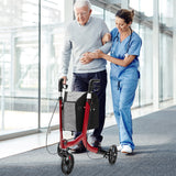 3-Wheel Rolling Walker Folding Rollator Walker with 8 Inch Wheels Red