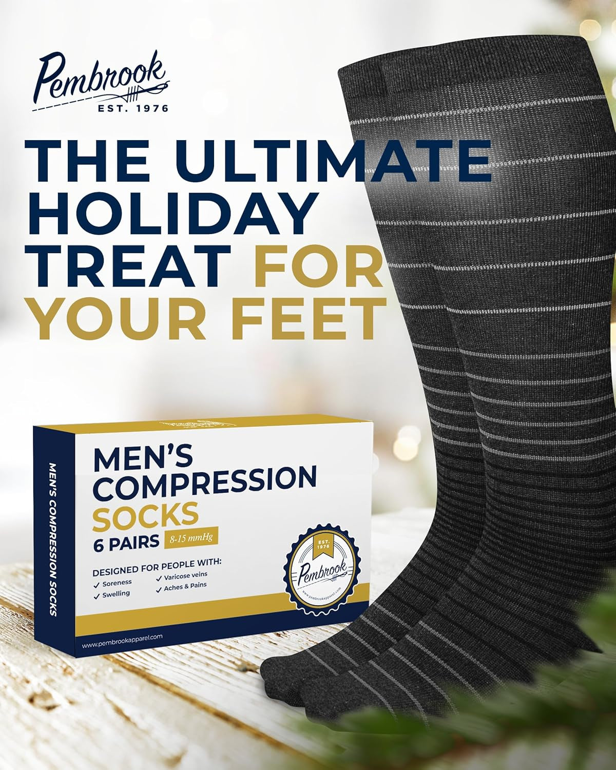 Light Compression Socks for Men - 6 Pairs | 8-15 Mmhg Graduated Compression Socks for Men 9-12 | Support Socks