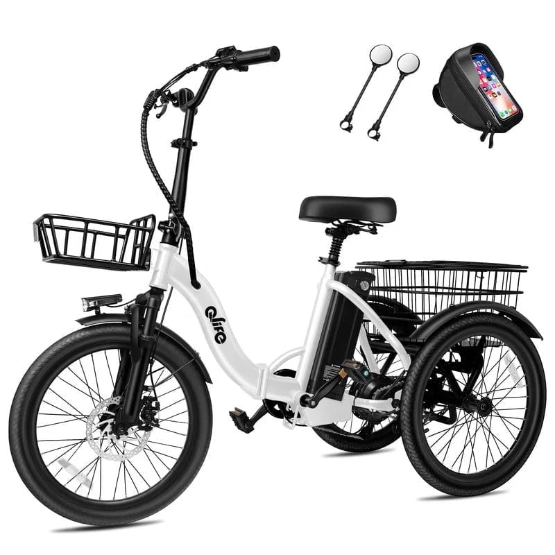 Qlife Electric Folding Tricycle for Adults, Peak 750W Brushless Motor Folding Trike Ebike 468Wh Removable Battery, Step-Thru 3 Wheel Electric Bicycle, up to 50 Miles UL2849 Orange
