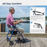 Drive Medical Aluminum Rollator Walker Fold up and Removable Back Support,