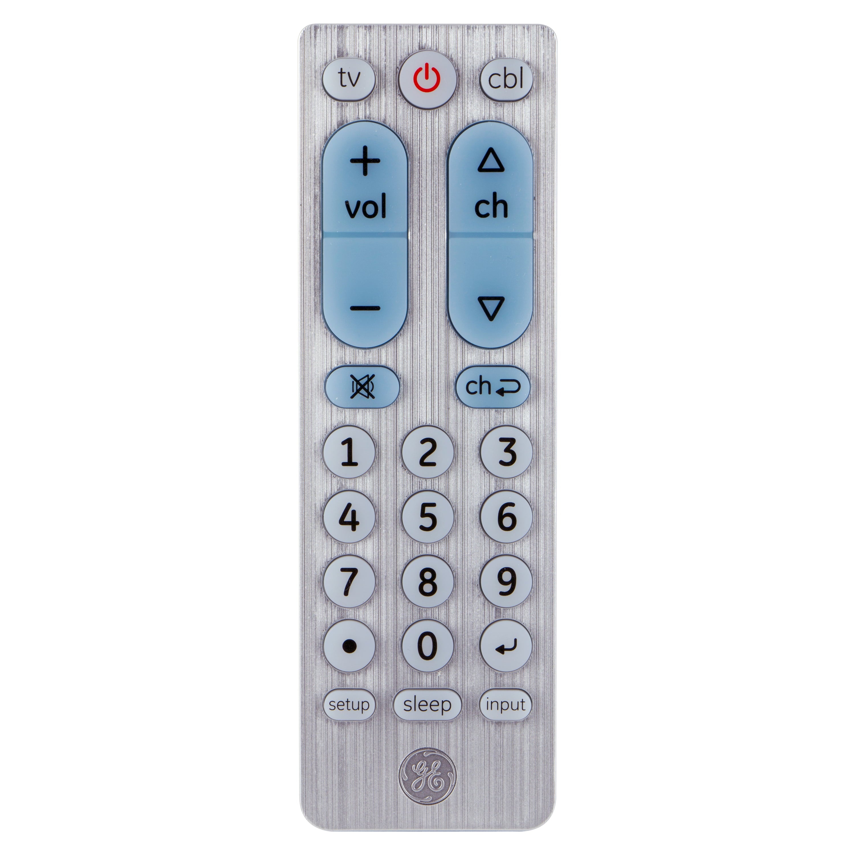 2-Device Big Button Universal TV Remote Control in Silver, 69882