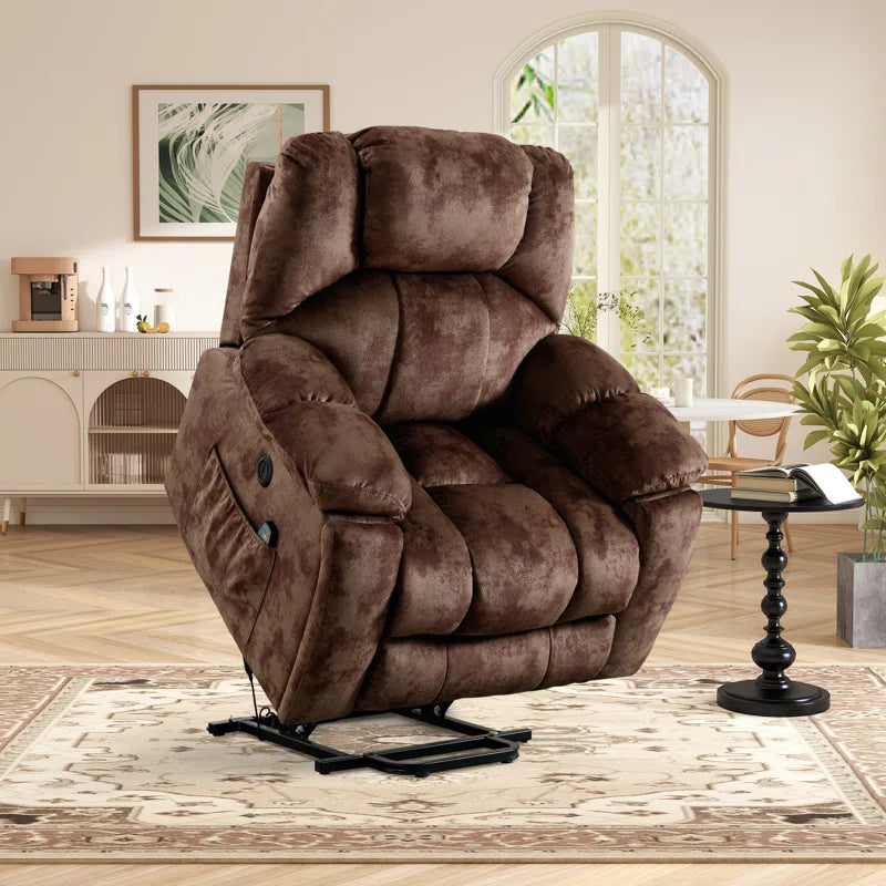 40.6" W Oversize Big Man Power Lift Assist Recliner Chair with Massage & Heating & Dual Cupholders & USB