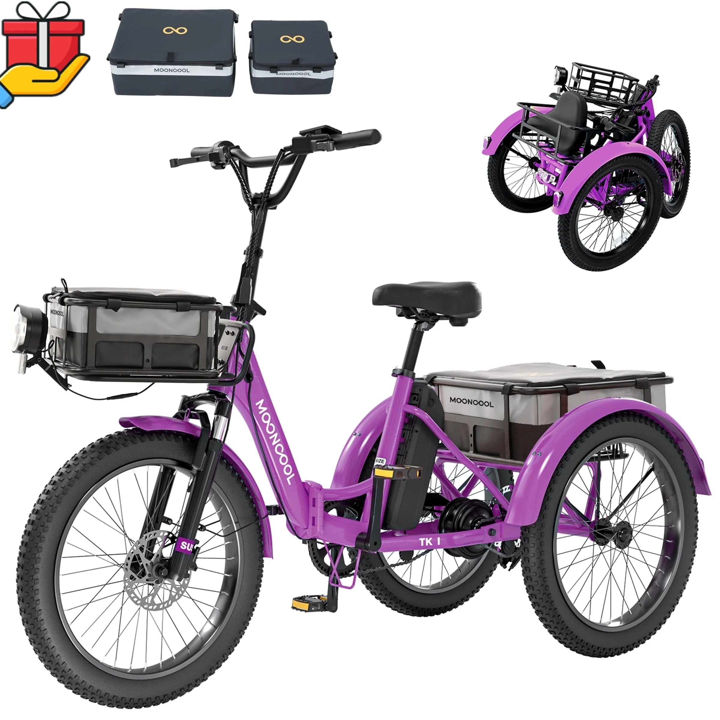ABORON 3.0 Fat Tire Electric Trike for Senior Foldable E-Bike, 500W Motorized Tricycle Adult 20" Folding 3 Wheel Electric Commute Bike Trike W/48V Battery and Storage Baskets, UL2849
