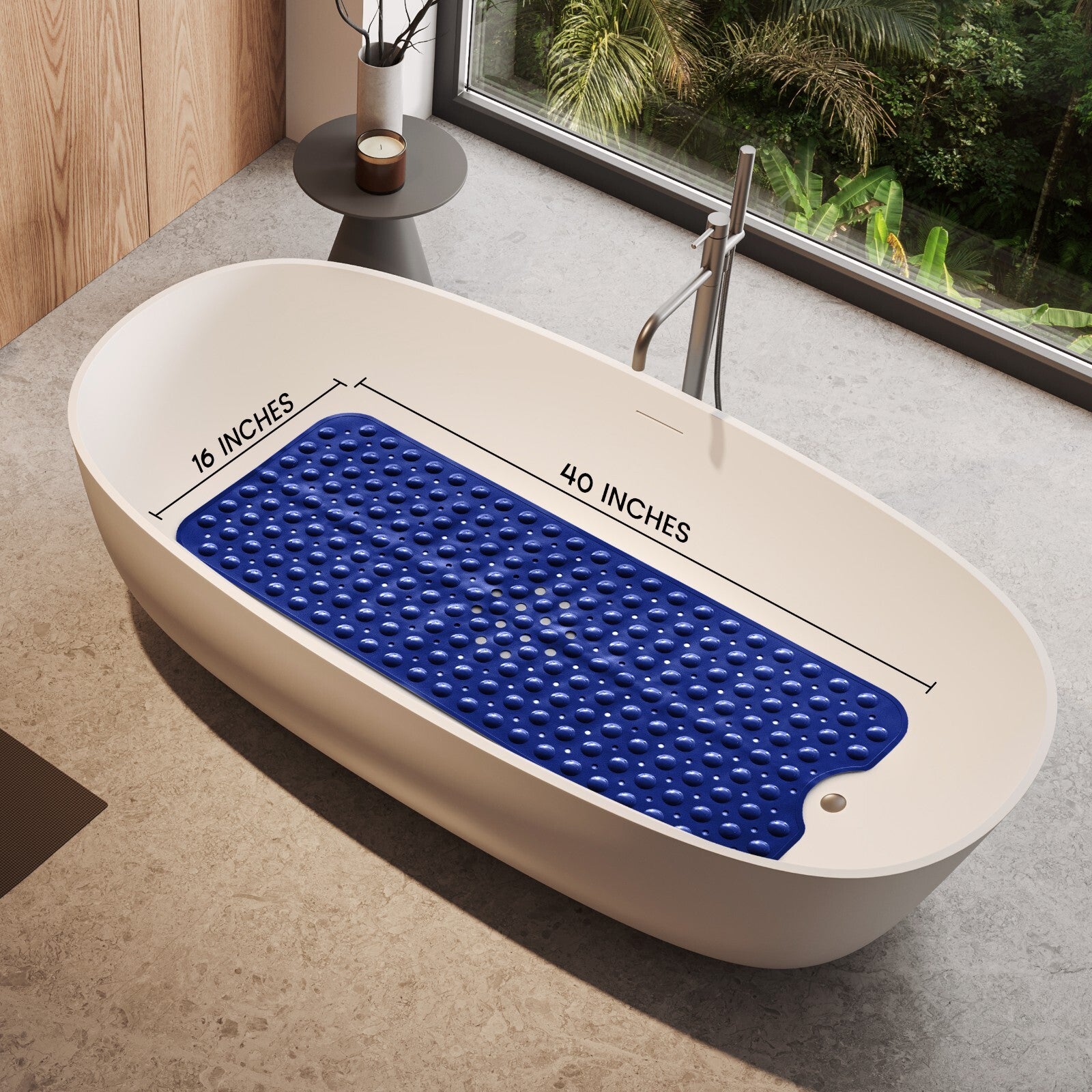 Non-Slip Bath Tub Mat (40 X 16)Inch Extra Long Antibacterial Bathroom Shower Mat