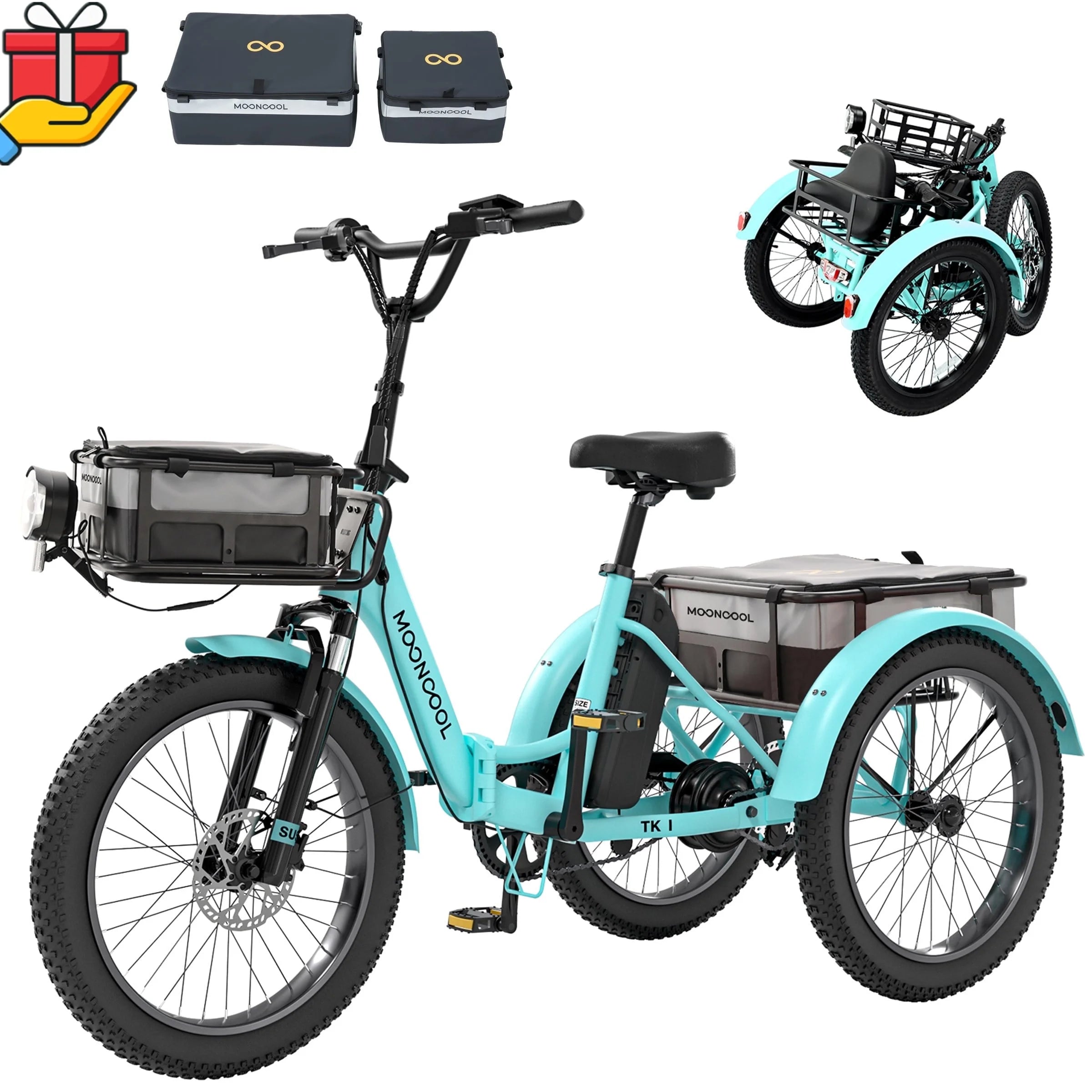ABORON 3.0 Fat Tire Electric Trike for Senior Foldable E-Bike, 500W Motorized Tricycle Adult 20" Folding 3 Wheel Electric Commute Bike Trike W/48V Battery and Storage Baskets, UL2849