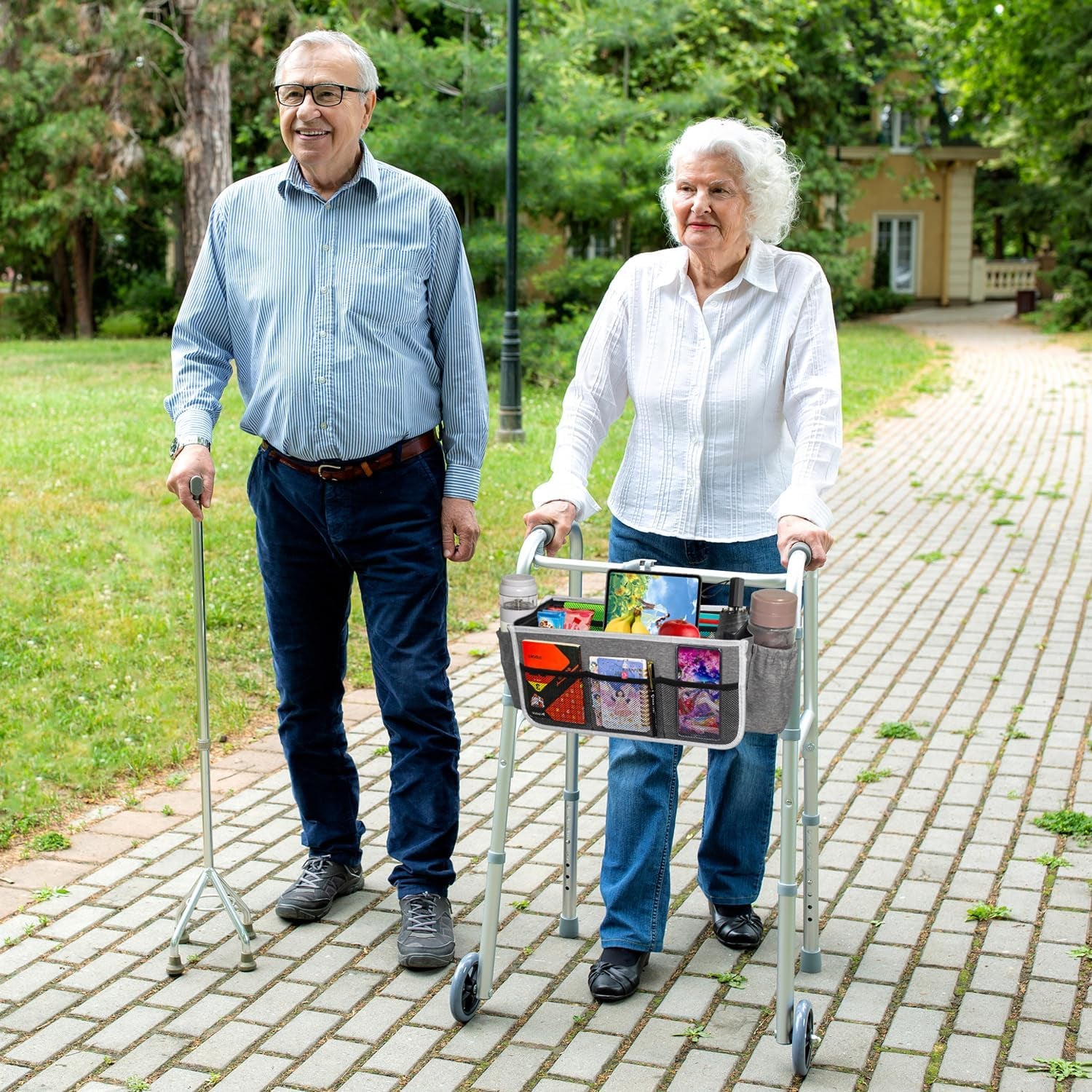 Upgrade Walker Basket Walker Bag for Folding Walker with 2 Cup Holder,Bag for Wa