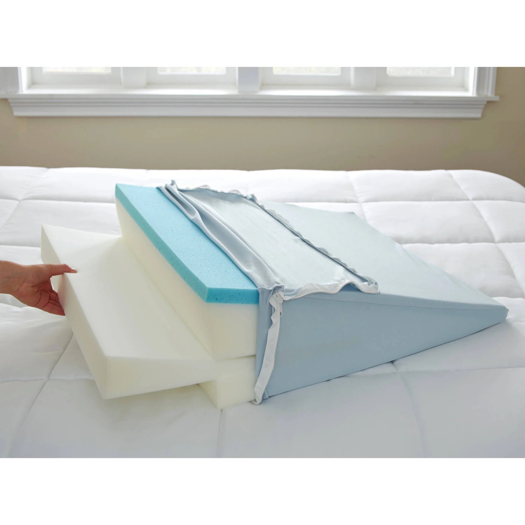 Adjustable Memory Foam Wedge Pillow with Zip-Off Cover - Cooling Gel Foam