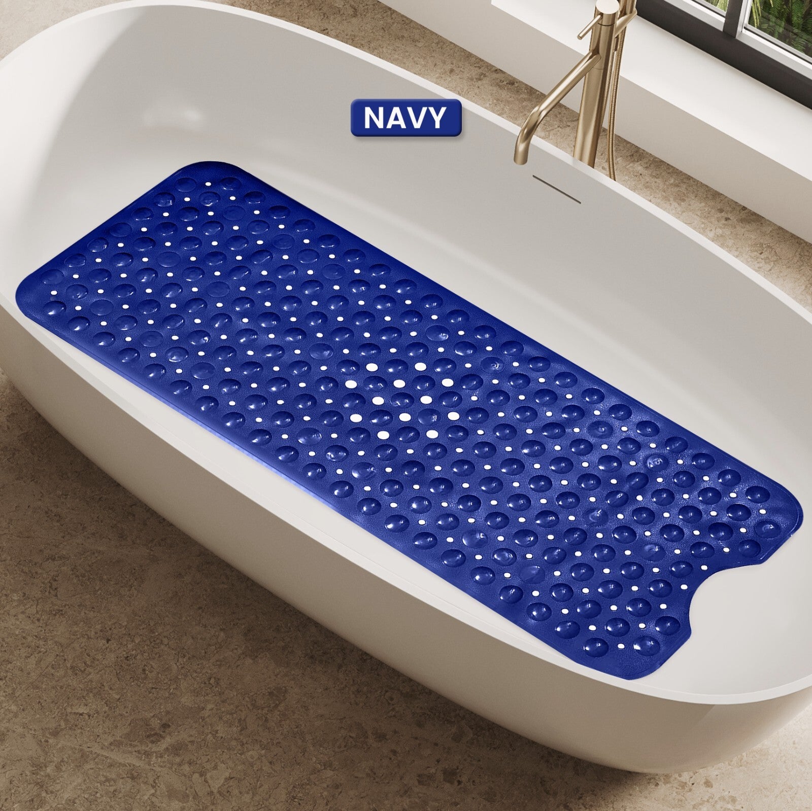 Non-Slip Bath Tub Mat (40 X 16)Inch Extra Long Antibacterial Bathroom Shower Mat