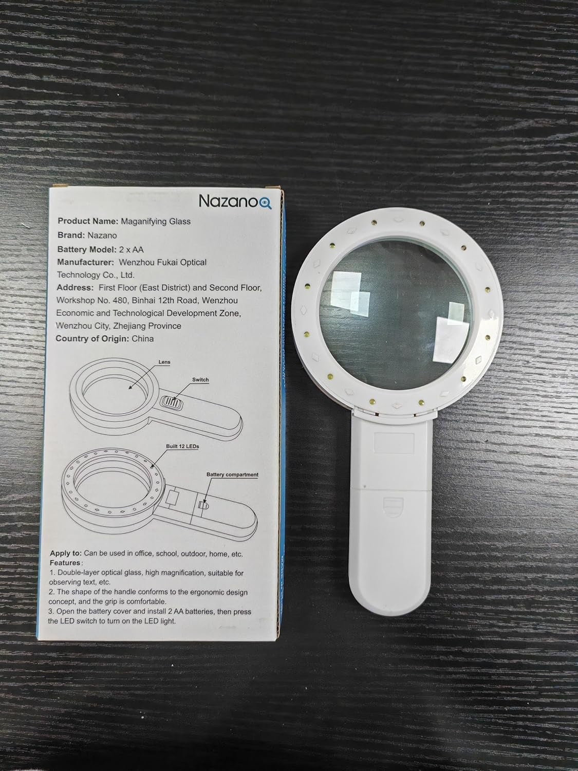 Magnifying Glass with 12 LED Lights, 30X Double Glass Lens Handheld Illuminated