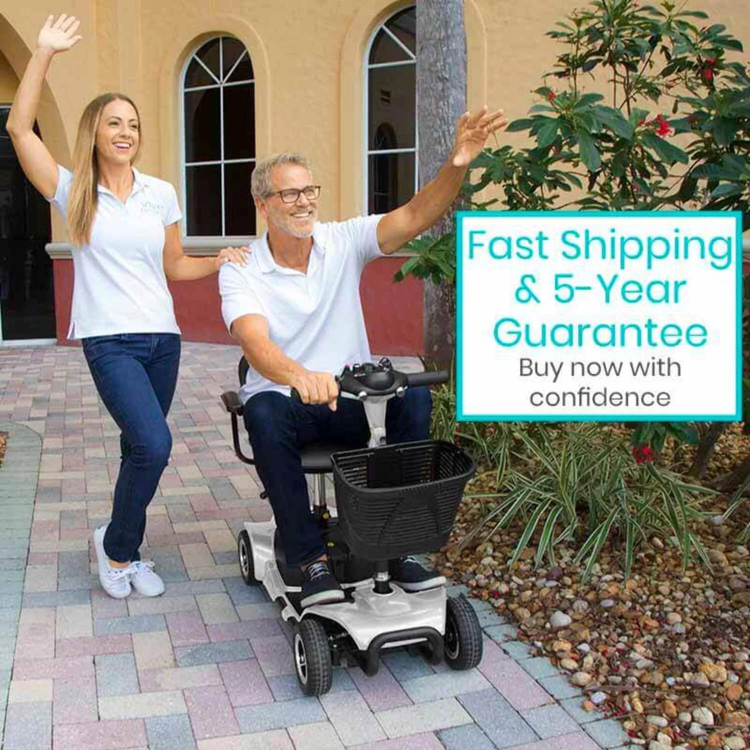 4 Wheel Battery Powered Mobility Scooter - Electric Transport Chair- Compact Heavy Duty Mobile for Travel, Adults, Elderly with Basket and Charger Included, Red