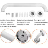 12 In. Shower Grab Bar in White, 304 Stainless Steel Anti-Slip Bathroom Grab Bar, Handicap Shower Grab Bar (2-Pack)