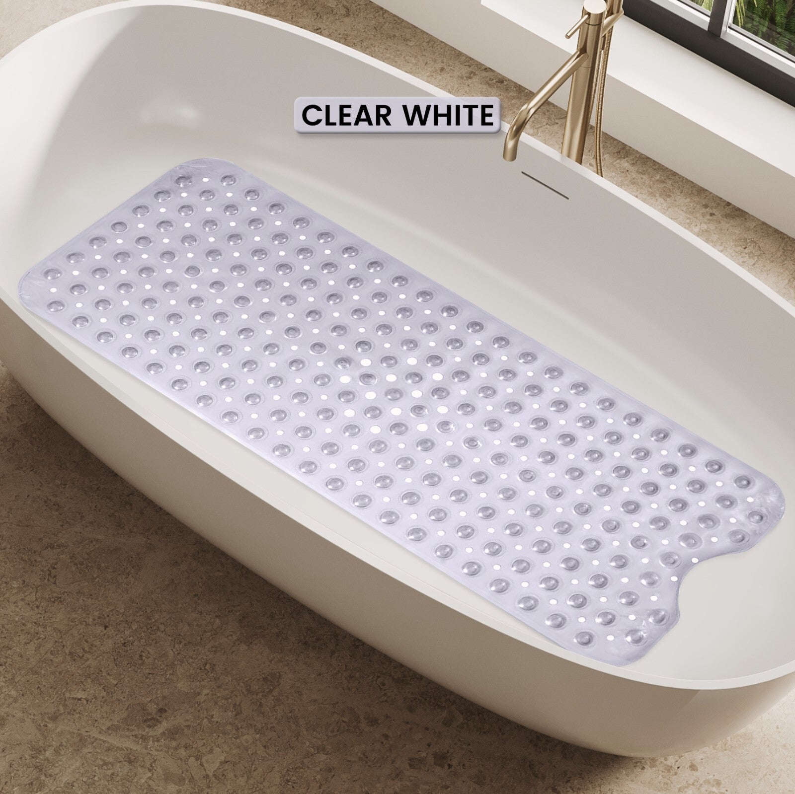 Non-Slip Bath Tub Mat (40 X 16)Inch Extra Long Antibacterial Bathroom Shower Mat