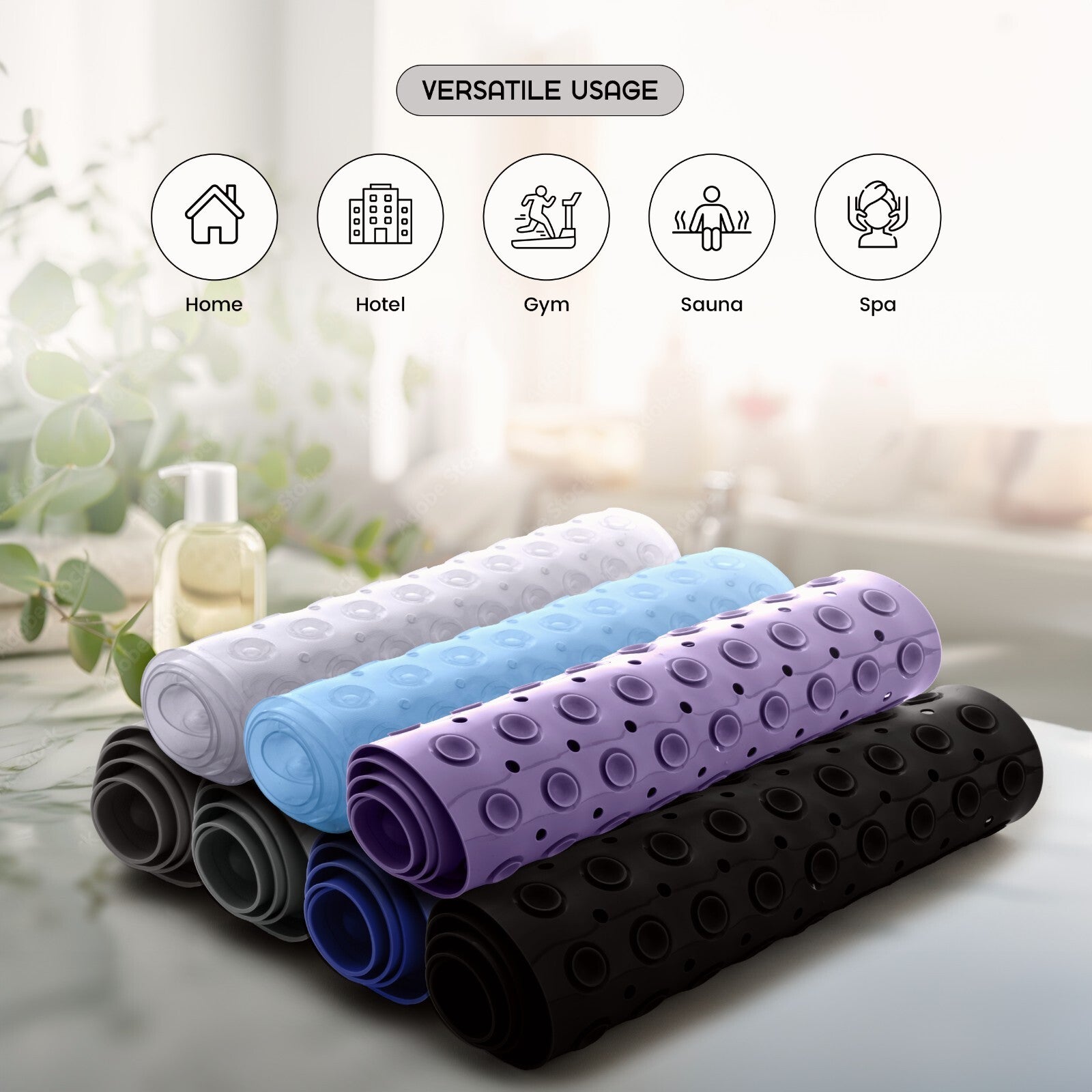 Non-Slip Bath Tub Mat (40 X 16)Inch Extra Long Antibacterial Bathroom Shower Mat