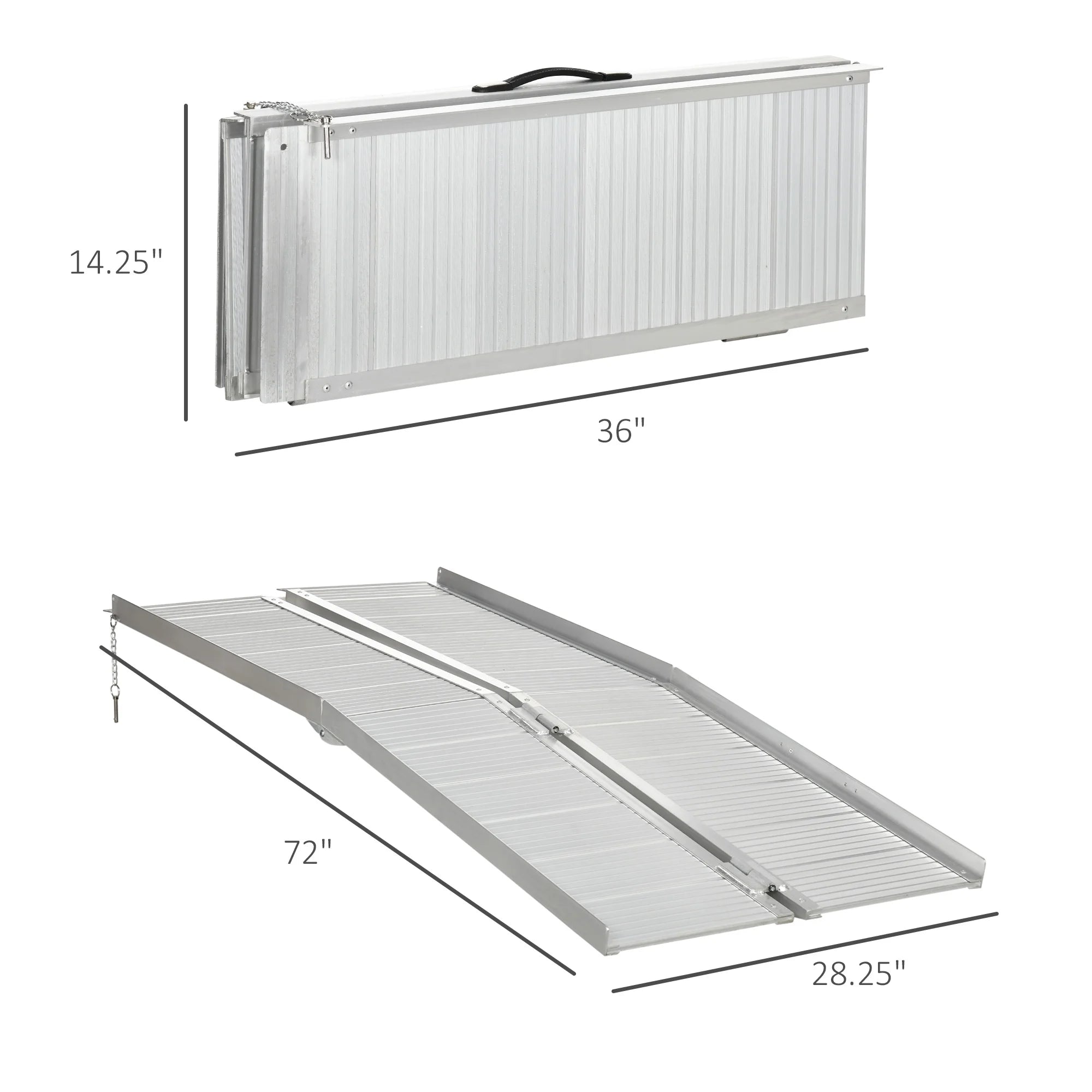 Portable Textured Aluminum Folding Wheelchair Threshold Ramp