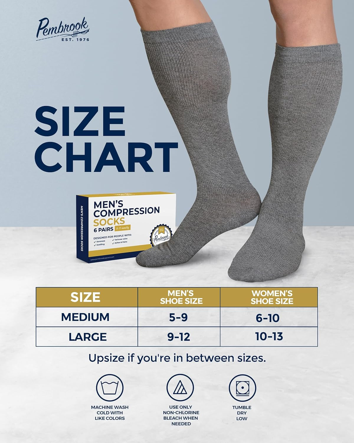Light Compression Socks for Men - 6 Pairs | 8-15 Mmhg Graduated Compression Socks for Men 9-12 | Support Socks