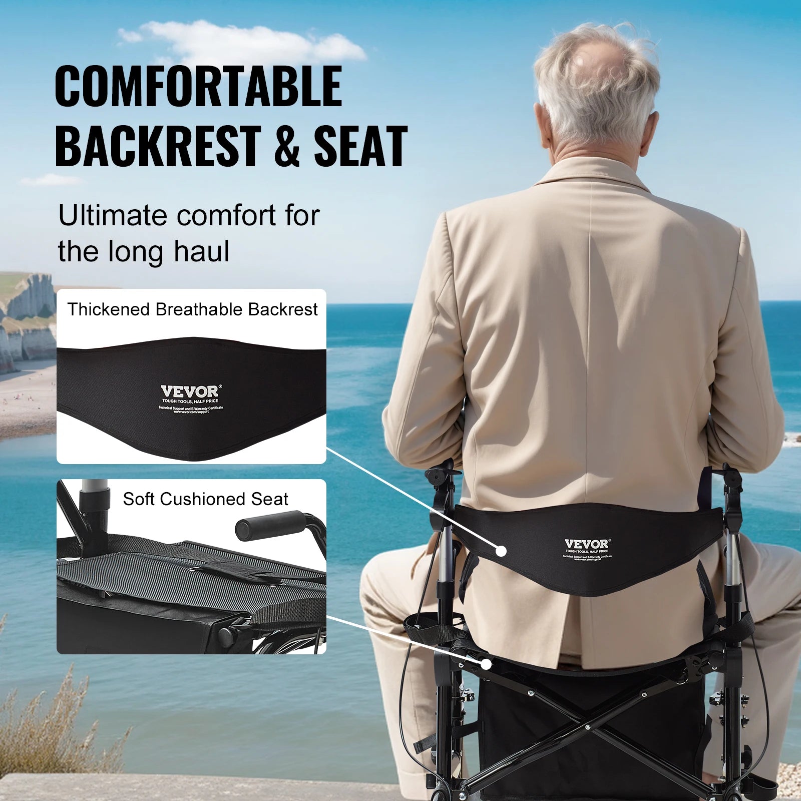 Succebuy 2 in 1 Rollator Walker & Transport Chair for Seniors Folding Rolling Walker Wheelchair Combo & Aluminum Mobility Walker
