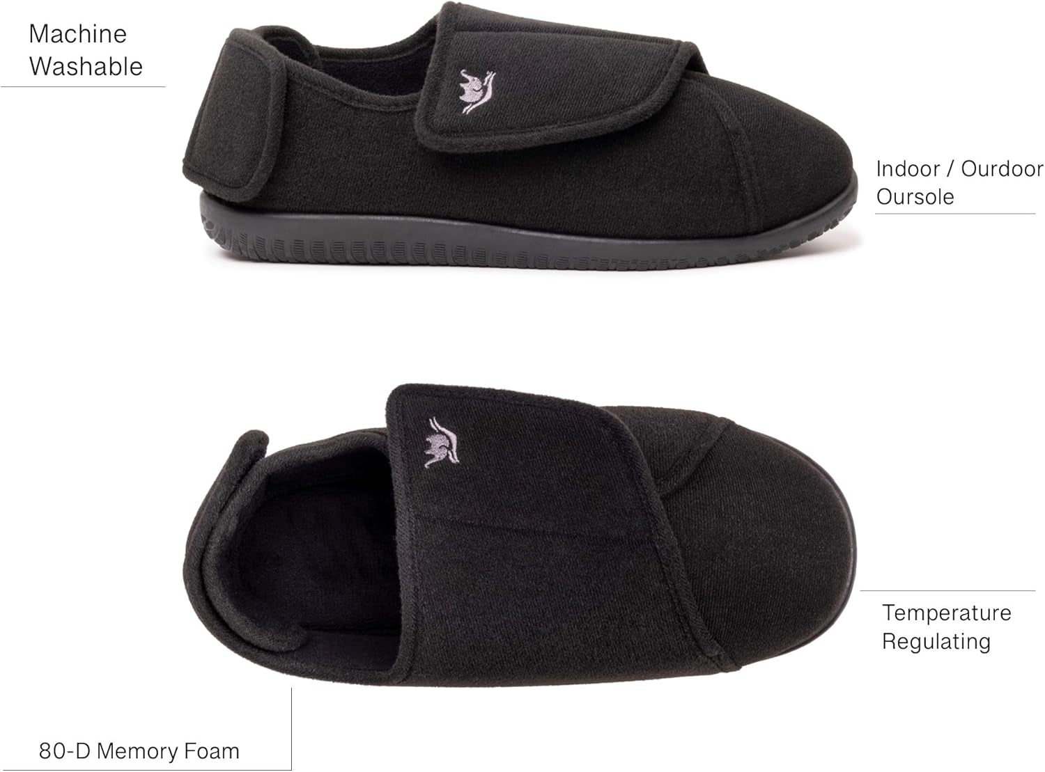 Men'S Memory Foam Diabetic Slippers with Adjustable Closure, Extra Wide Comfy Warm Plush Fleece Arthritis Edema Swollen Diabetic House Shoes Machine Washable with anti Slip Sole