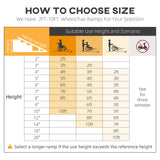 Portable Textured Aluminum Folding Wheelchair Threshold Ramp