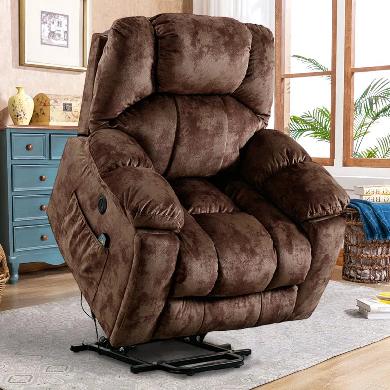 40.6" W Oversize Big Man Power Lift Assist Recliner Chair with Massage & Heating & Dual Cupholders & USB