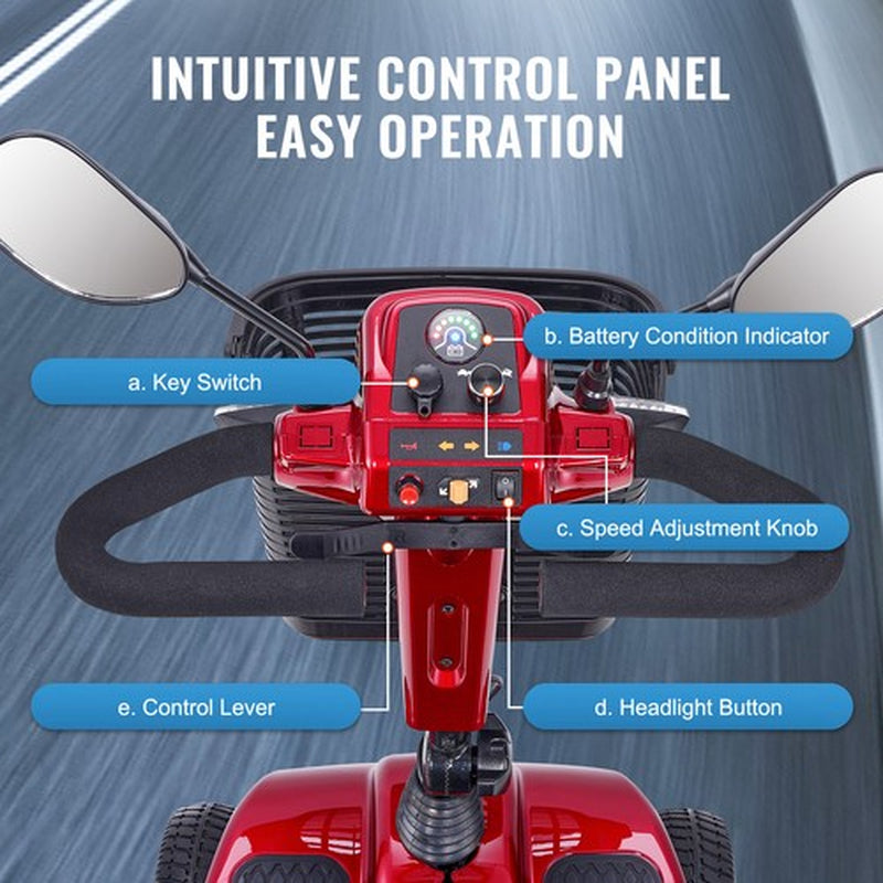 Heavy-Duty 4 Wheel Mobility Scooter for Seniors 12 Mile Long Range 265LBS