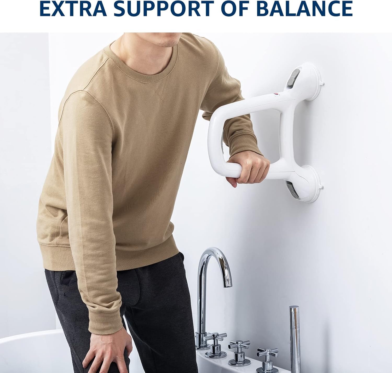 Suction Shower Safety Grab Bar Bathroom Balance Handle Strong Hold for Handicap