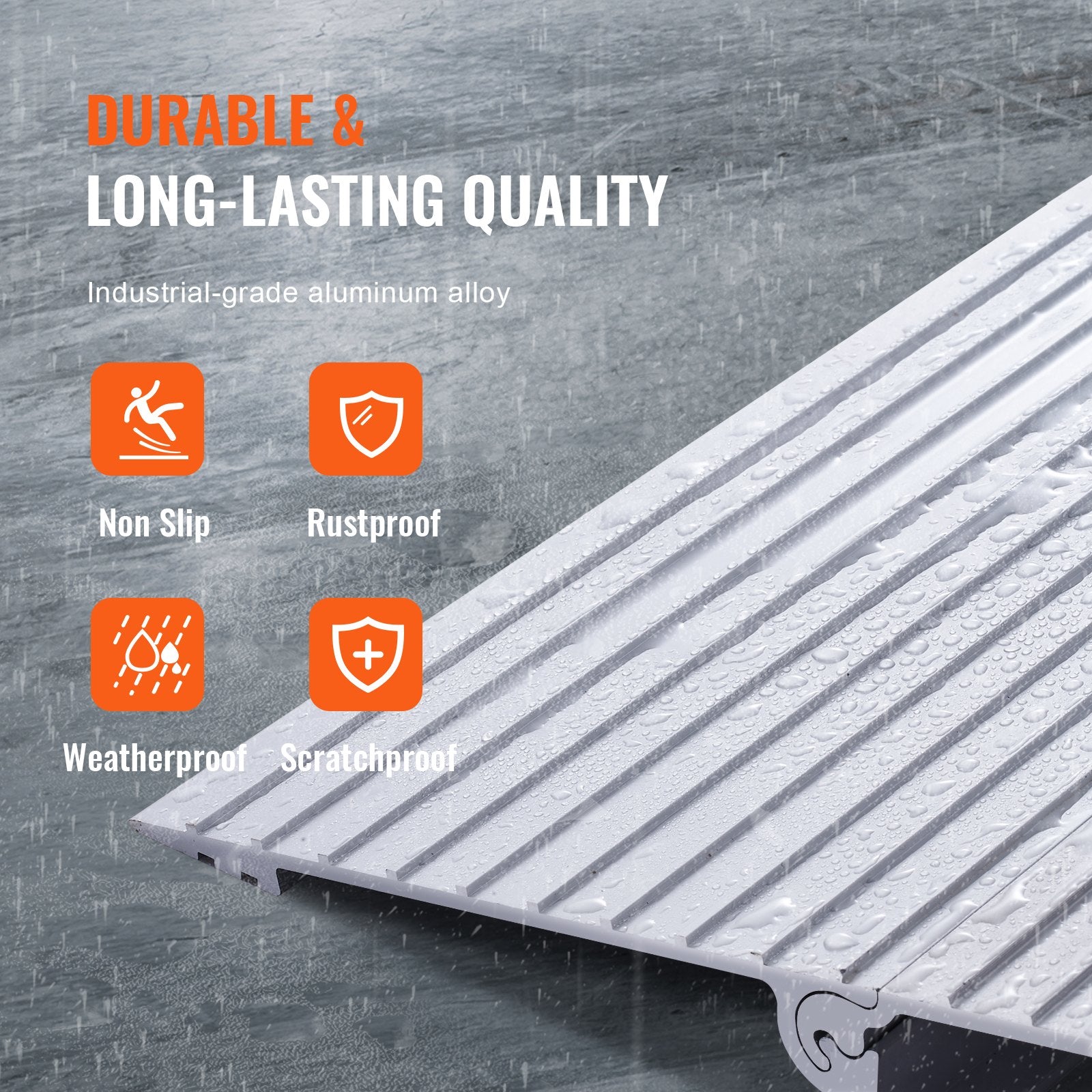 VEVOR Door Threshold Ramp, 6 Rise, 800 Lbs Load Capacity, Door Ramp for Wheelchairs, Aluminum Threshold Ramp for Doorways, Adjustable Modular Threshold Ramp for Wheelchairs, Scooters, Power Chairs