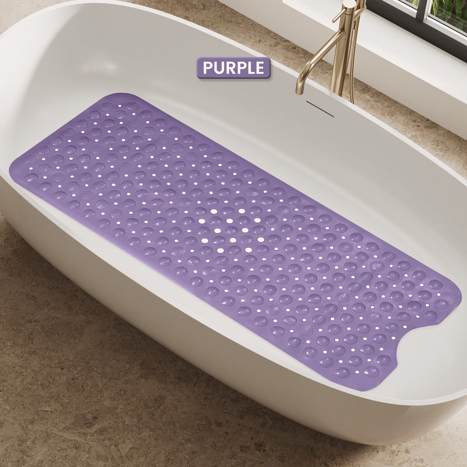 Non-Slip Bath Tub Mat (40 X 16)Inch Extra Long Antibacterial Bathroom Shower Mat