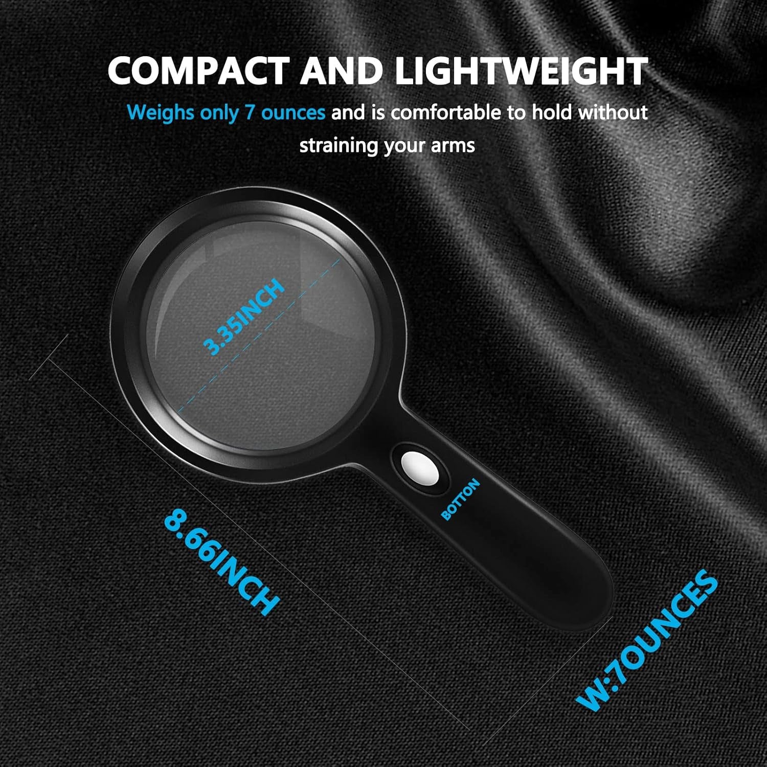 10X Magnifying Glass with 12 LED Lights - Large Lighted Magnifying Glass for Reading, Inspection, Coins, Jewelry, Exploring