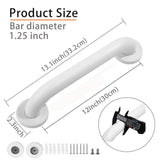 12 In. Shower Grab Bar in White, 304 Stainless Steel Anti-Slip Bathroom Grab Bar, Handicap Shower Grab Bar (2-Pack)