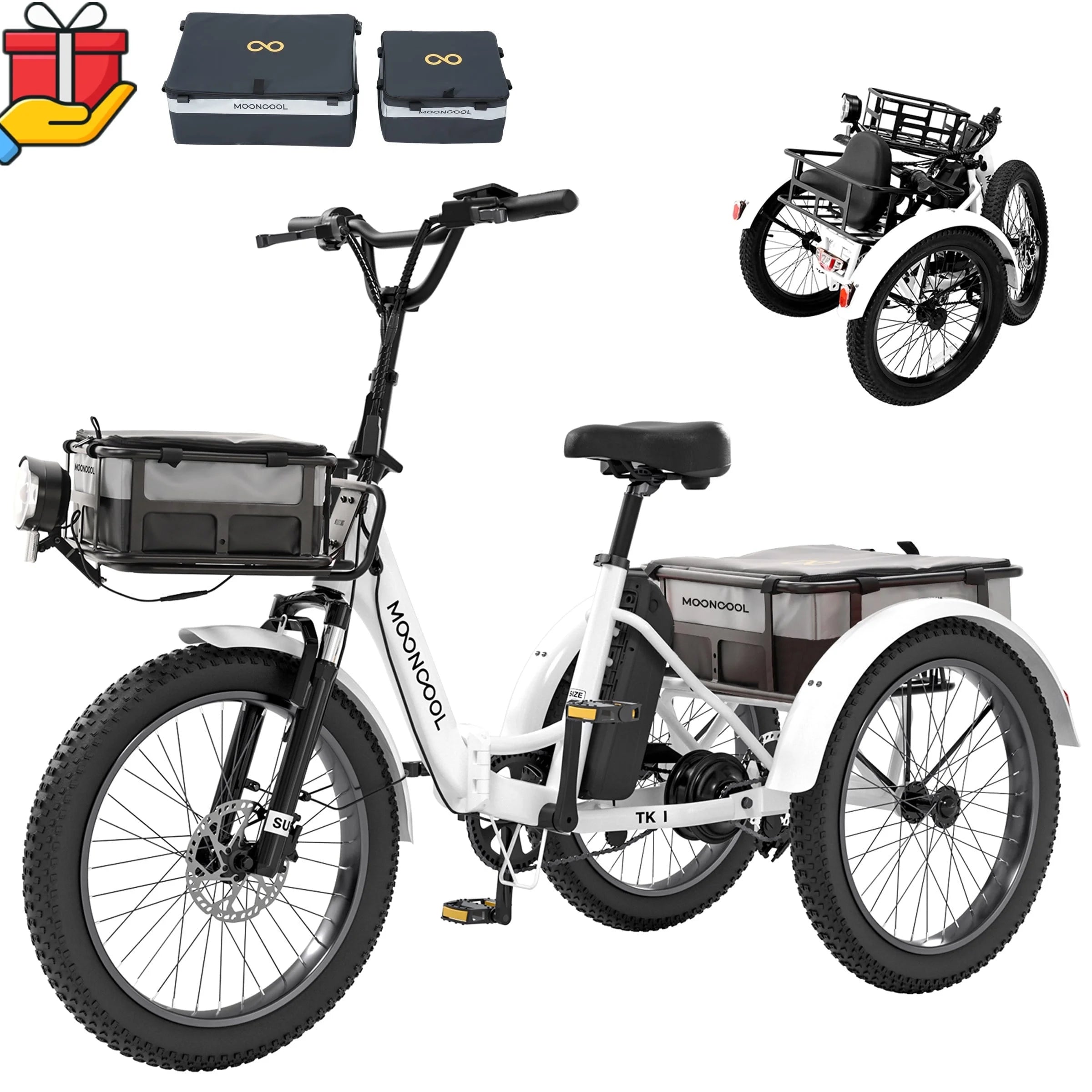 ABORON 3.0 Fat Tire Electric Trike for Senior Foldable E-Bike, 500W Motorized Tricycle Adult 20" Folding 3 Wheel Electric Commute Bike Trike W/48V Battery and Storage Baskets, UL2849
