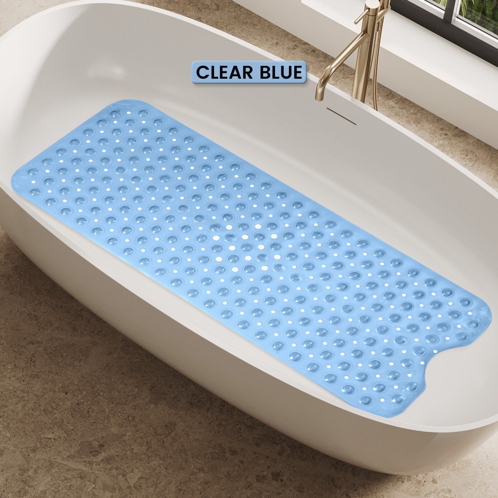 Non-Slip Bath Tub Mat (40 X 16)Inch Extra Long Antibacterial Bathroom Shower Mat