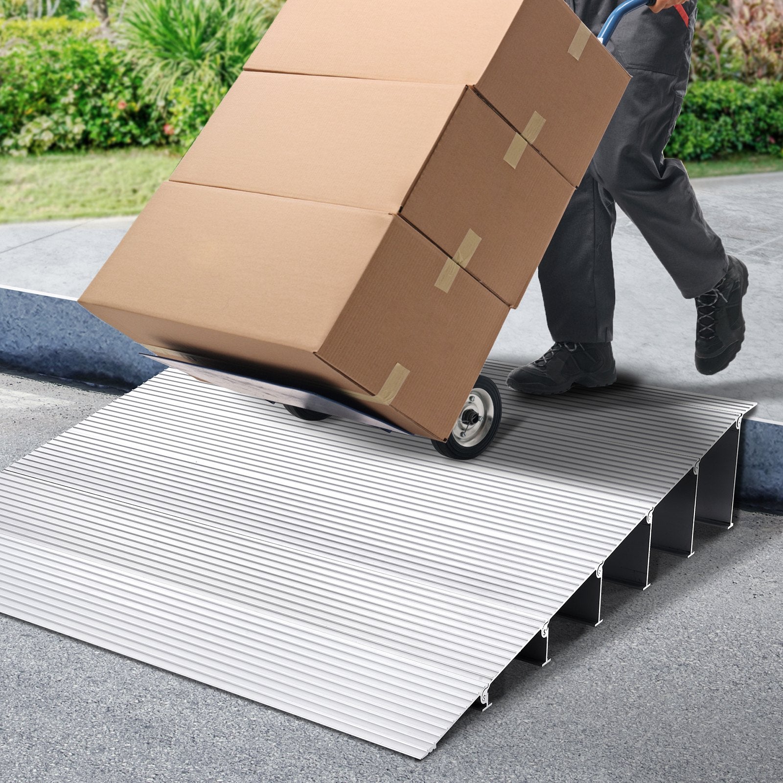 VEVOR Door Threshold Ramp, 6 Rise, 800 Lbs Load Capacity, Door Ramp for Wheelchairs, Aluminum Threshold Ramp for Doorways, Adjustable Modular Threshold Ramp for Wheelchairs, Scooters, Power Chairs