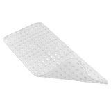 39.4 In. X 15.8 In. Non-Slip Shower Mat in Transparent White Bpa-Free Massage Anti-Bacterial with Suction Cups Washable
